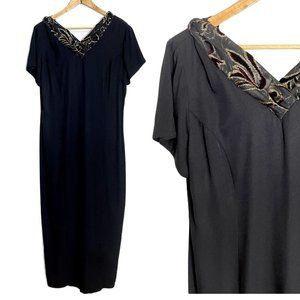 Incite black party dress with scarf down the back - 1980s vintage - size large